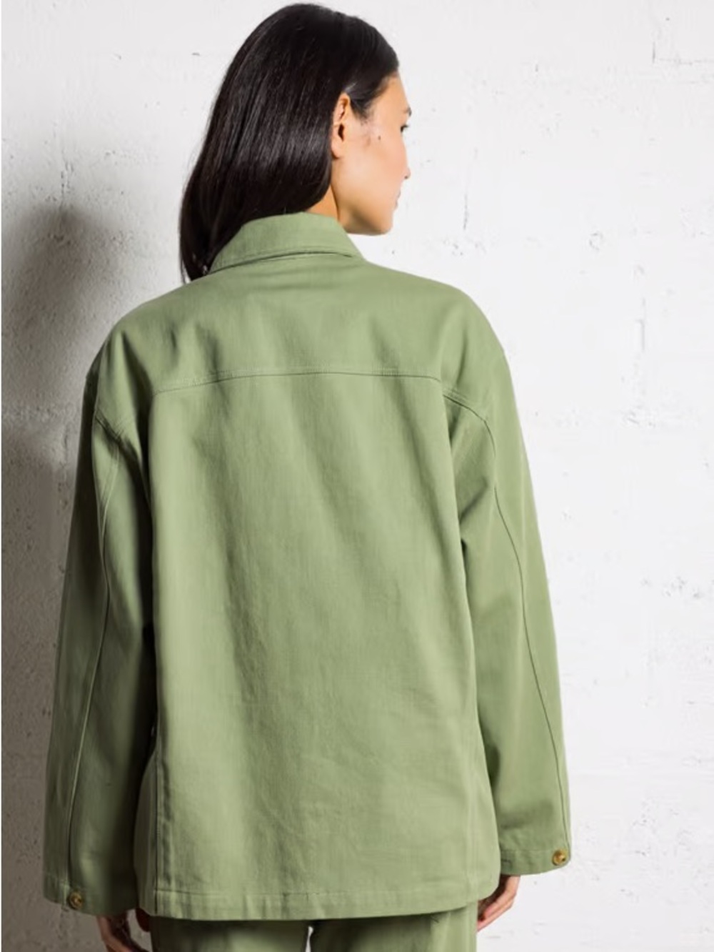 Light Green Button-Front Utility Jacket - Picture 2 of 12